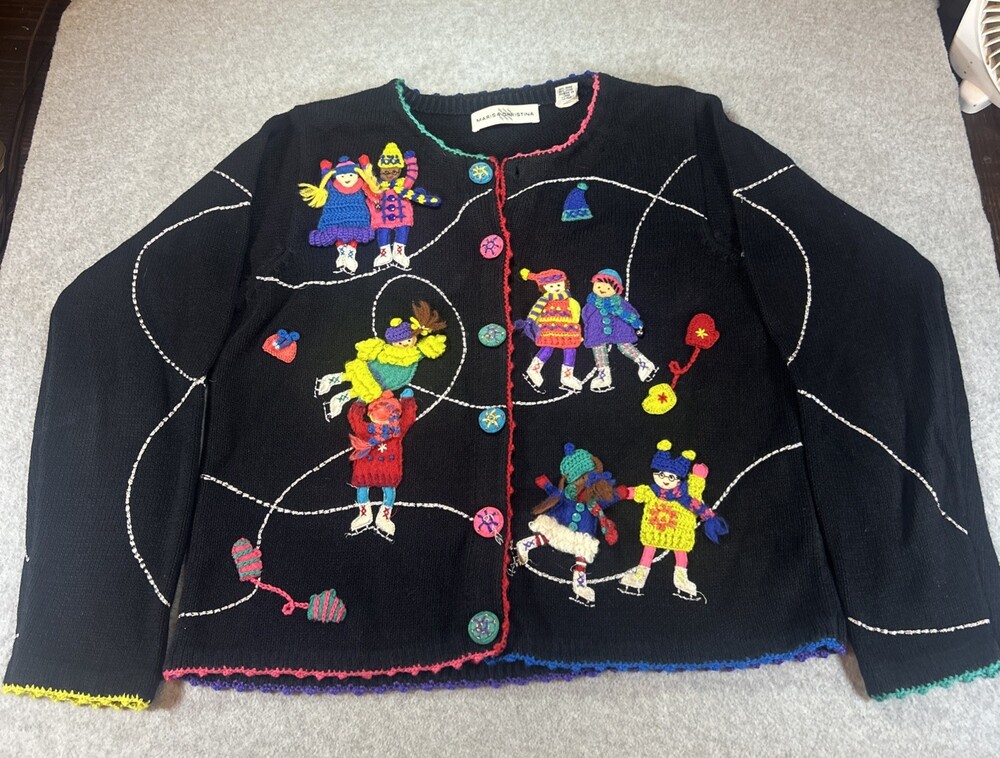 Vintage Marisa Christina Classics Ice Skating Knit Sweater L